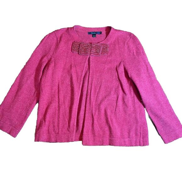 Boden Sweaters - Boden Sweater Vtg Womens Size 10 Pink Cashmere Blend Angora Cotton Bead Bow